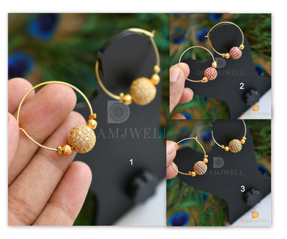 Gold tone CZ ball hoop Earrings