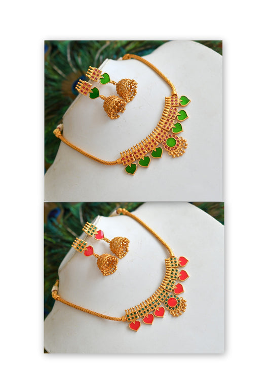 Matte finish Palakka Kerala style necklace set