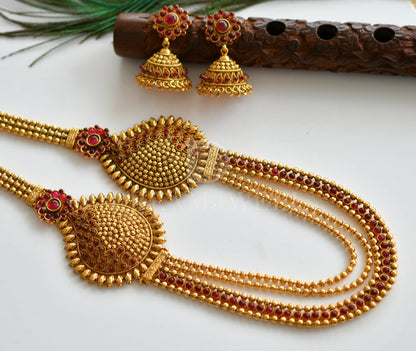 Antique Red Multi Layer Double Side Mango Mugappu Set dj-16651