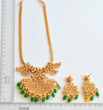 Matte finish real kemp-green peacock Mango necklace set dj-33403