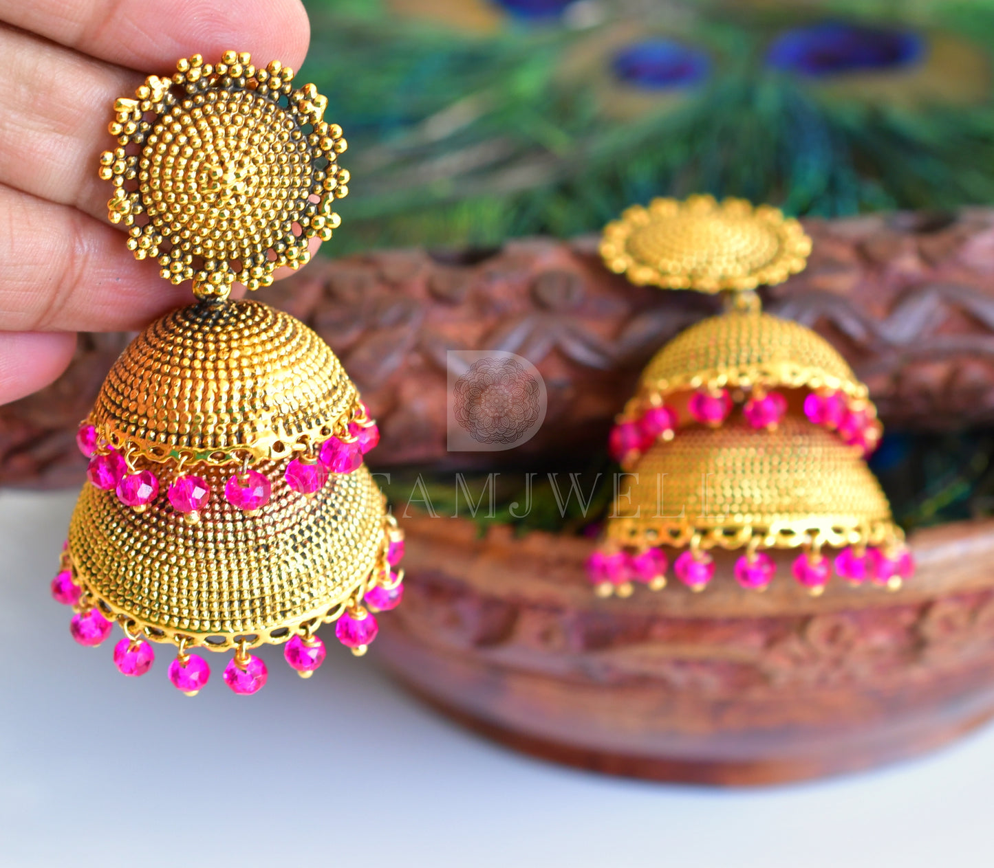 Antique Pink designer Step Jhumkka dj-05109