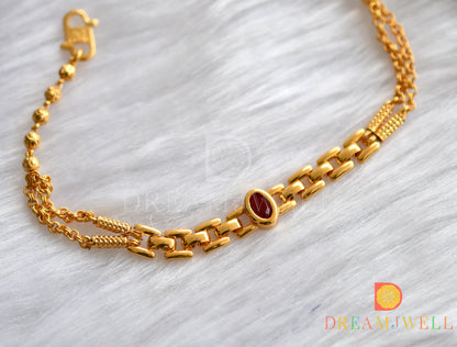 Gold tone red stone bracelet dj-37874