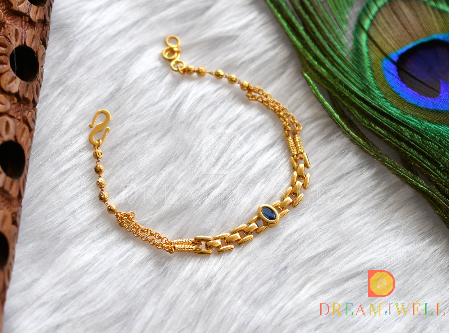 Gold tone blue stone bracelet dj-37875