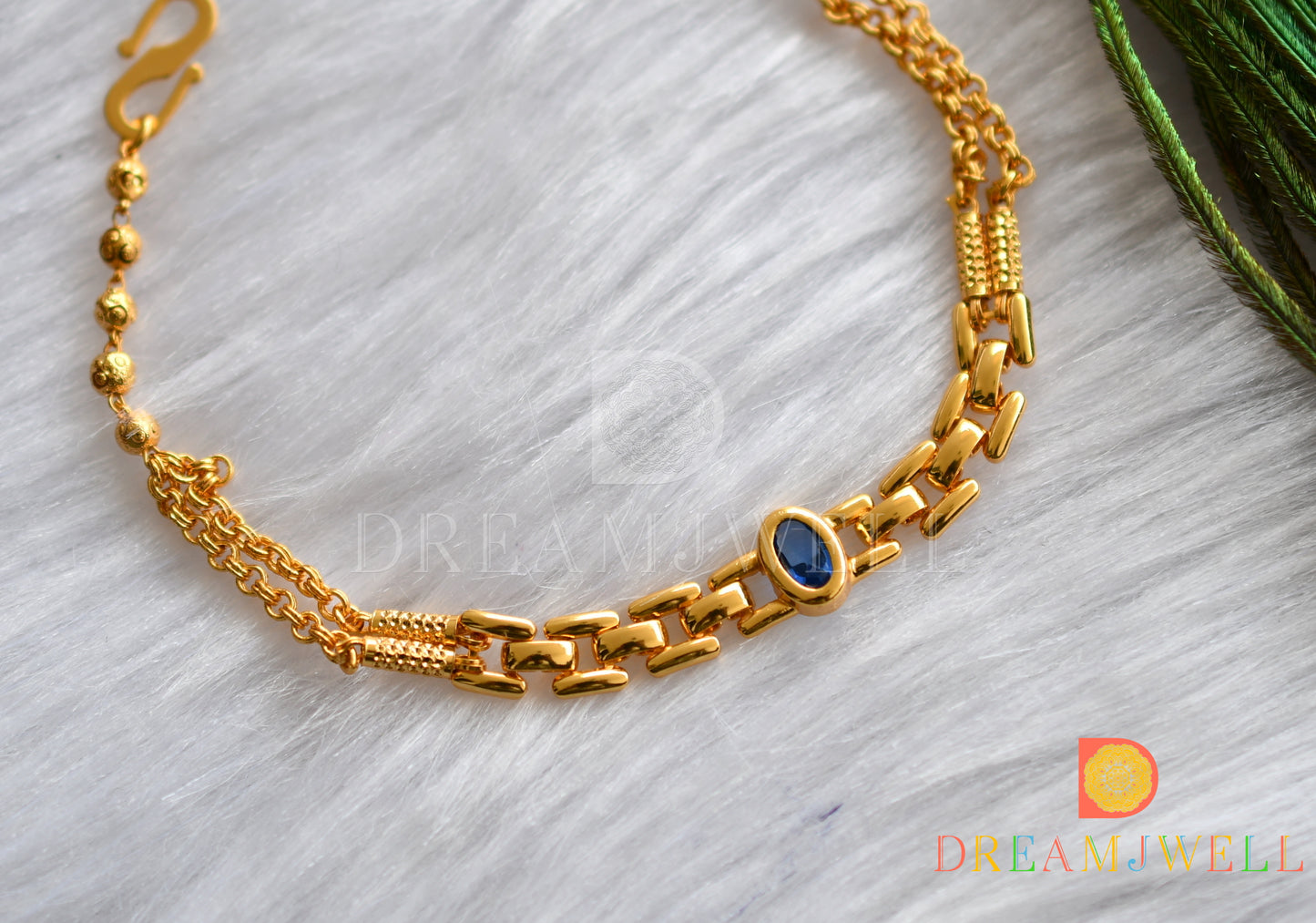 Gold tone blue stone bracelet dj-37875