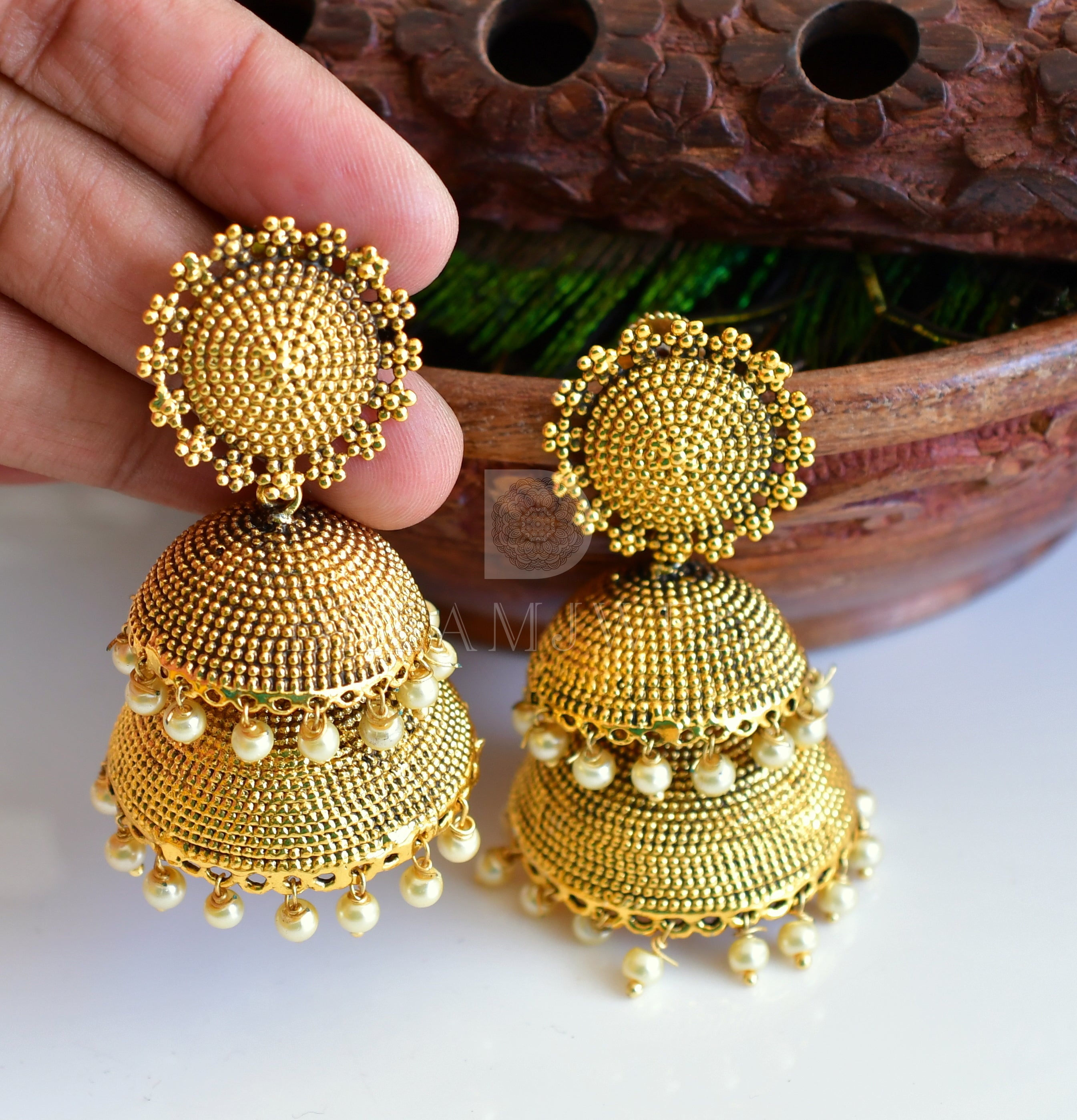 22kt yellow gold handmade filigree work antique style earrings pair drop  dangle gorgeous wome's jewelry er92 | TRIBAL ORNAMENTS