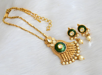 Gold tone green transparent necklace set dj-02542