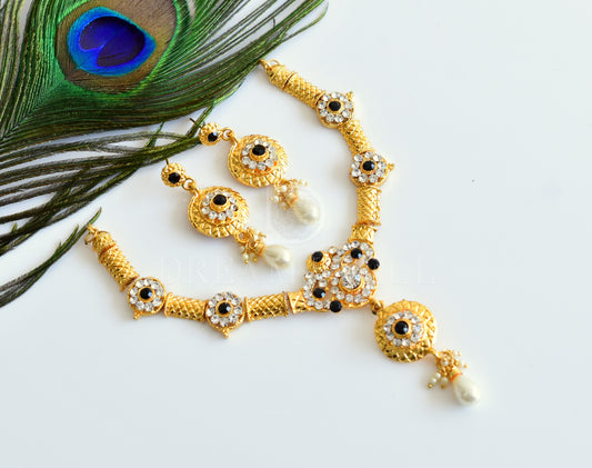 Gold Tone White-black Designer Necklace Set dj-25862