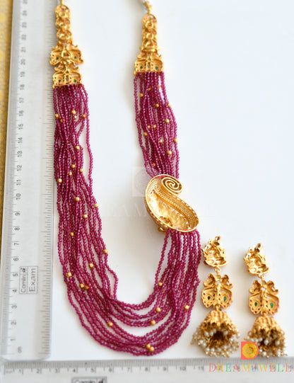 Matte finish ruby agates Lakshmi-mango haar set dj-37012