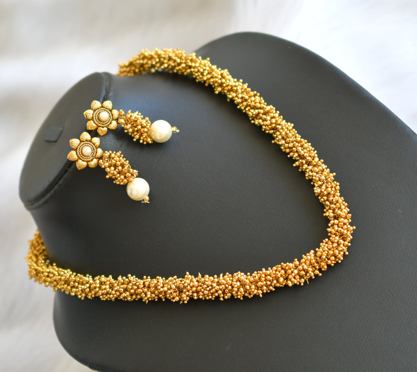 Antique gold cluster necklace set dj-02527