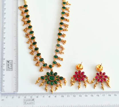 Matt finish 2 In 1 kemp-green necklace set dj-31628