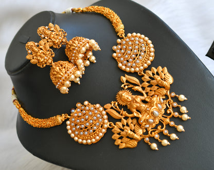 Matte finish pearl Lakshmi moon necklace set dj-19467