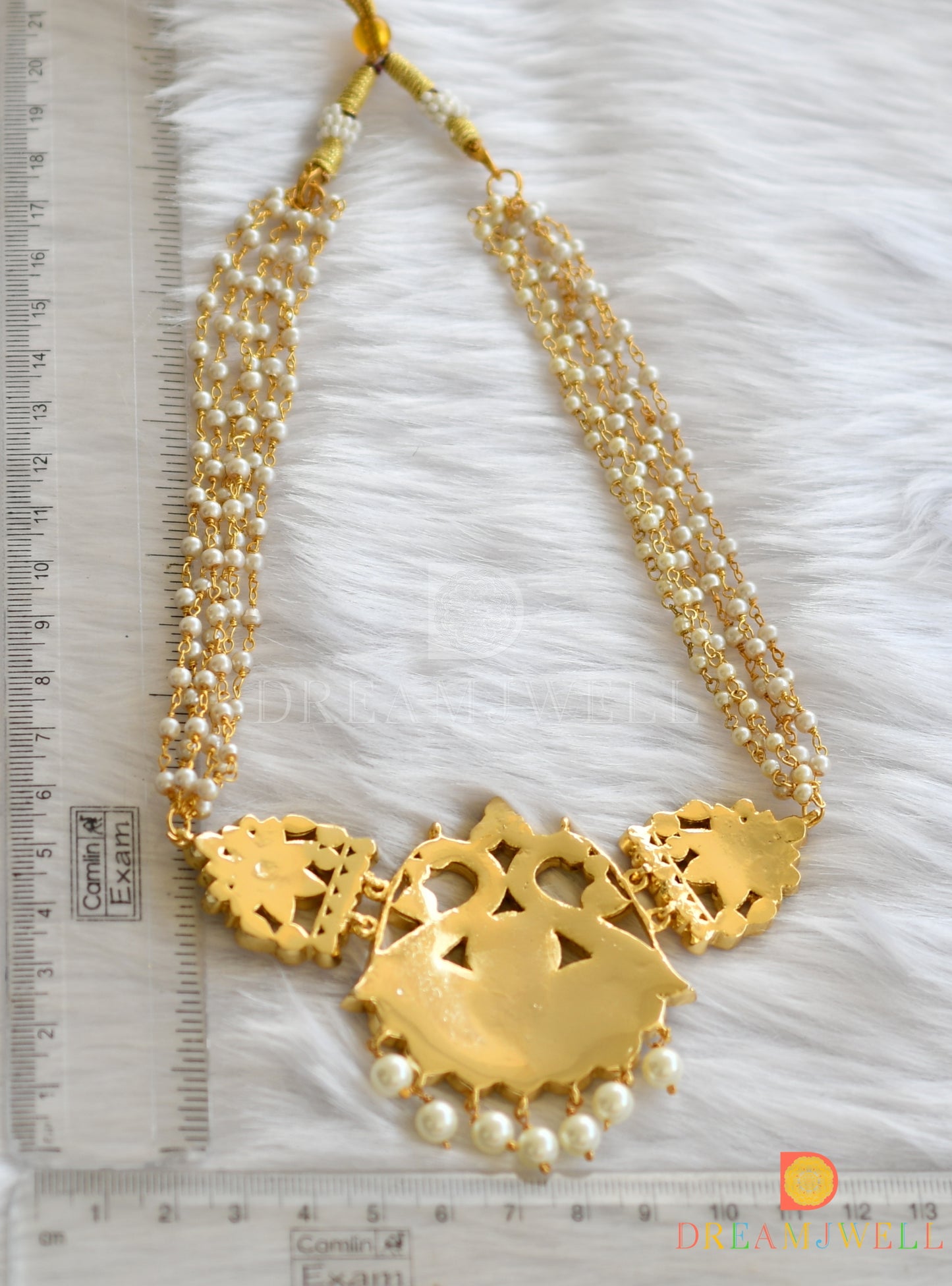 Gold tone semi precious kemp stone peacock choker/necklace dj-17955