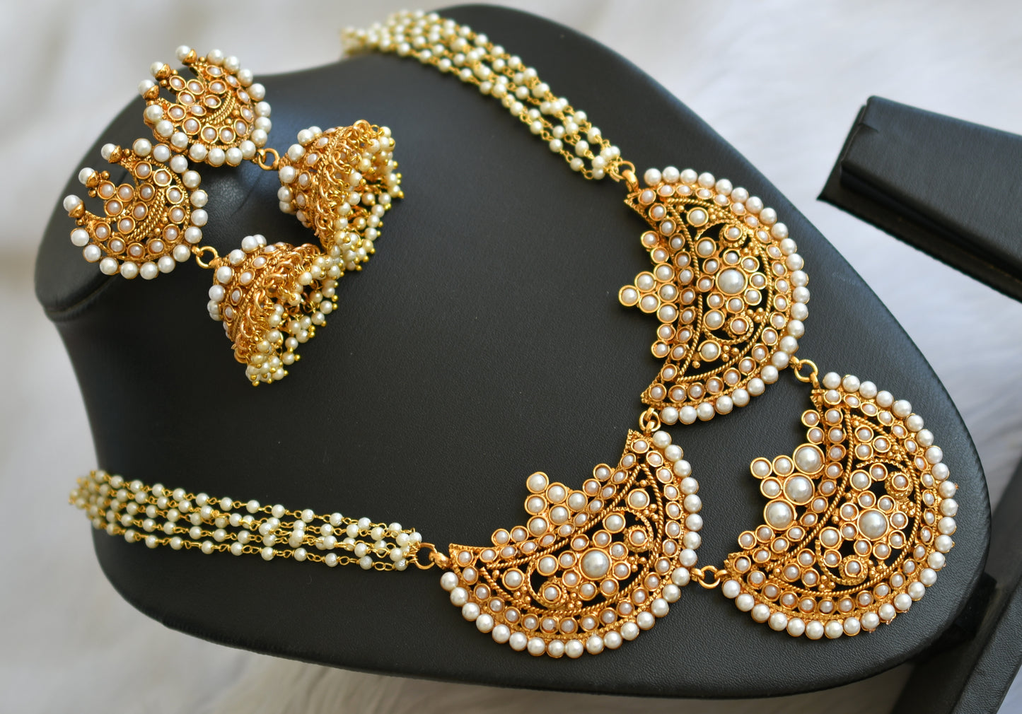 gold tone Pearl moon necklace set dj-23996