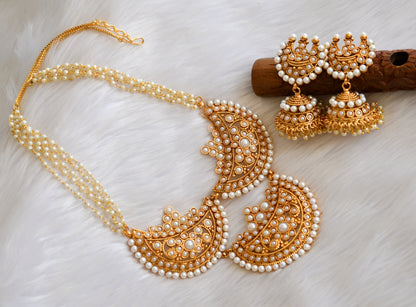 gold tone Pearl moon necklace set dj-23996