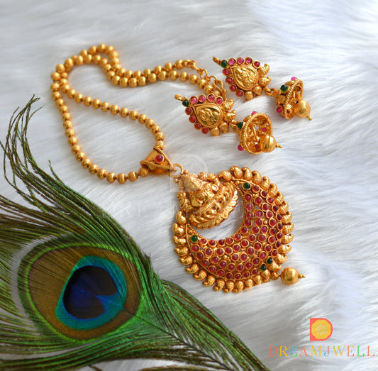 Antique kemp-green Lakshmi bali necklace set  dj-08691
