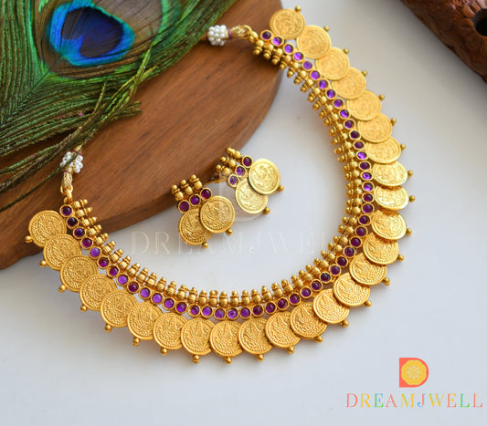Antique purple coin necklace set dj-06848