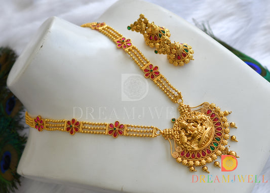 Antique kemp-green Lakshmi flower haar set dj-16202