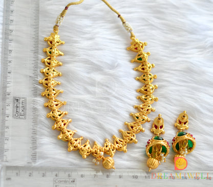 Antique kemp-green Thilak necklace set dj-18232