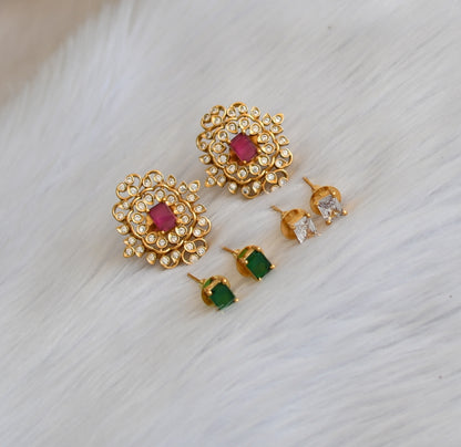 Matte finish ruby-green-white color changeable earrings dj-41011