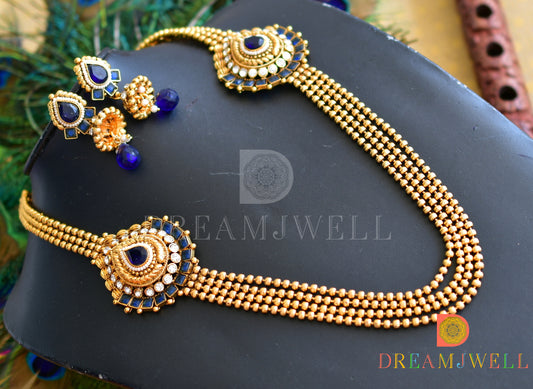 Antique blue Mugappu mulit layer necklace set dj-06992