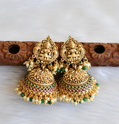 Matte finish kemp-green pearl cluster Lakshmi-Elephant jhumkka dj-41000