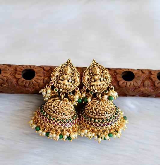 Matte finish kemp-green pearl cluster Lakshmi-Elephant jhumkka dj-41000