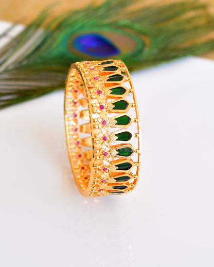 Gold tone green nagapadam designer Bangle