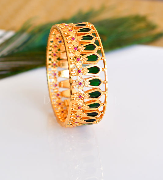 Gold tone green nagapadam designer Bangle