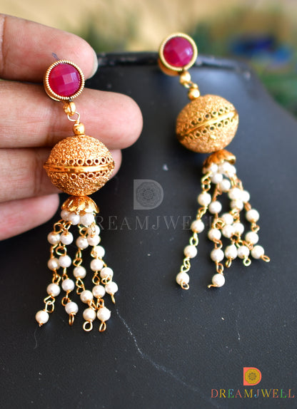 Antique designer ruby pearl necklace set dj-06780
