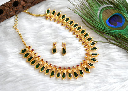 Gold tone green nagapadam necklace set dj-31125