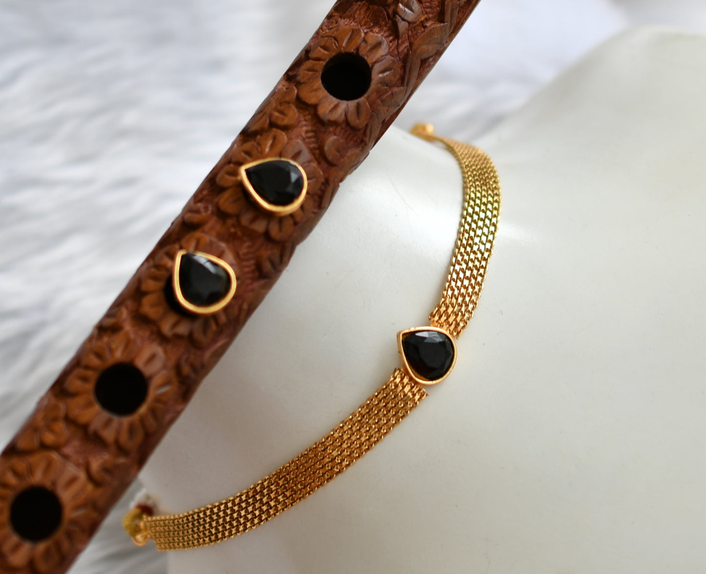 Antique Gopi black stone choker necklace set dj-38719