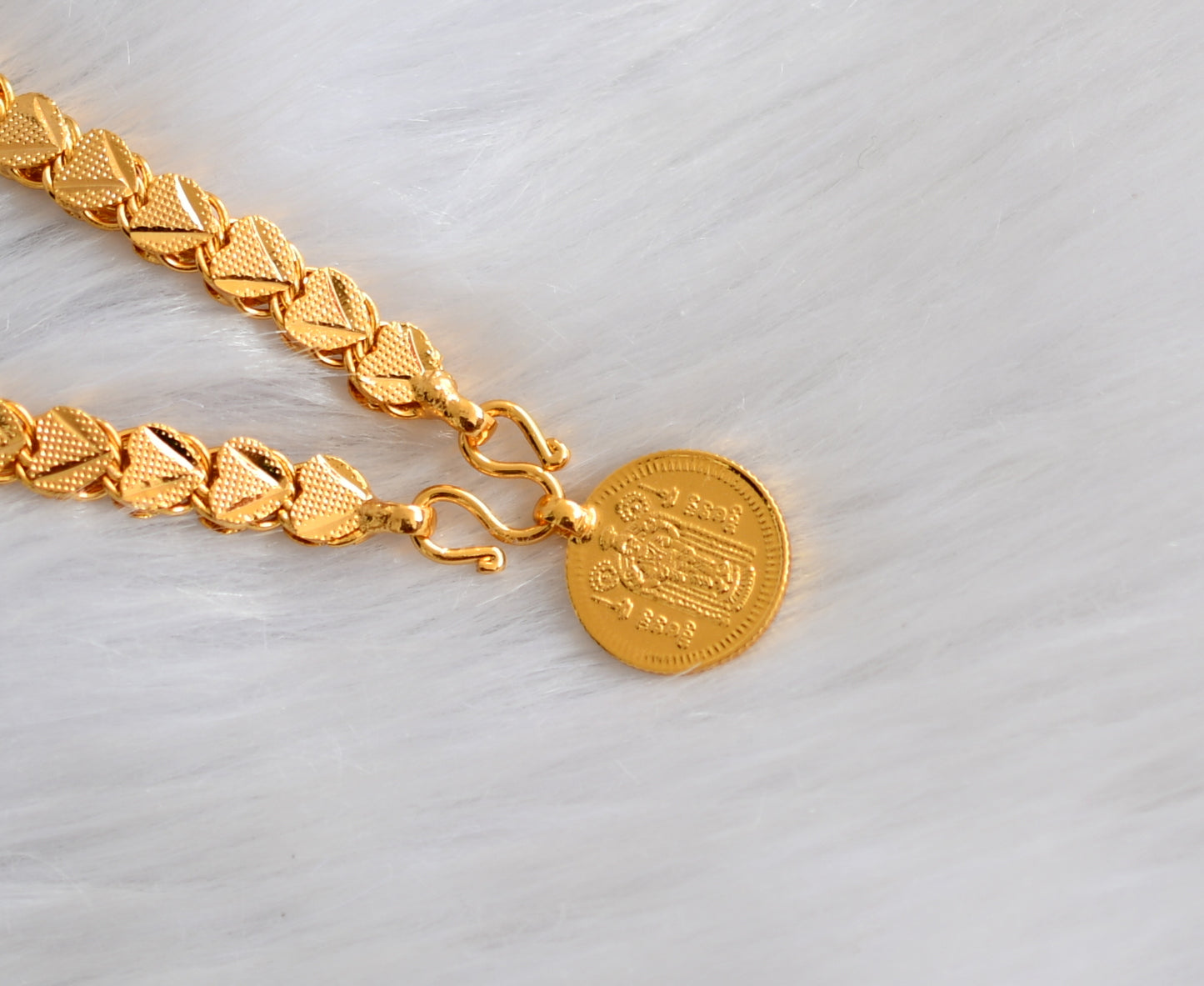 Gold tone black karimani beads Guruvayurappan Pendant with chain dj-39411
