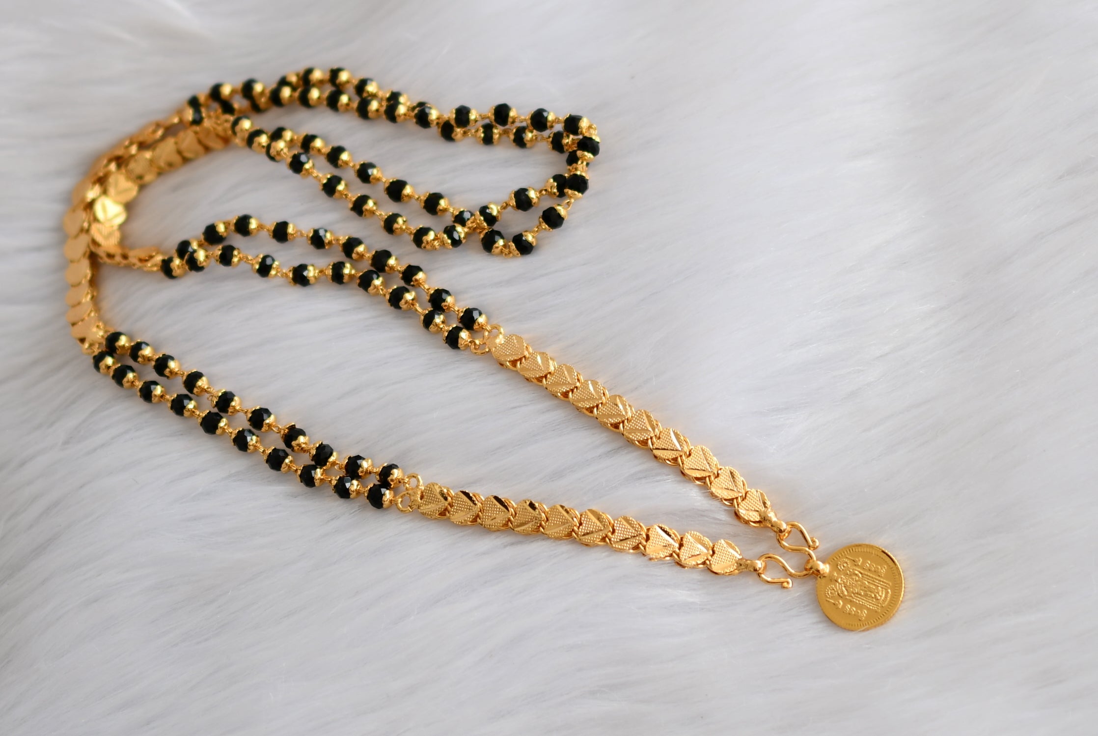 Gold tone black karimani beads Guruvayurappan Pendant with chain