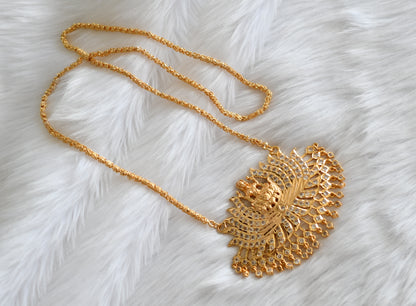 Gold tone white stone Lakshmi Lotus pendant with chain dj-38639