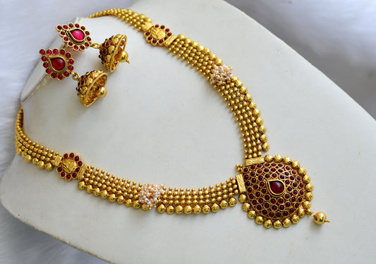 Antique gold tone kemp Lakshmi haar set dj-01861