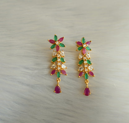 Gold tone cz ruby-green necklace set dj-28605