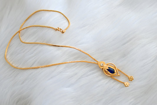 Gold tone white-blue nagapadam Kerala style pendant with chain dj-39415