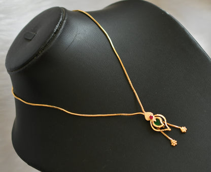 Gold tone pink-green mango Kerala style pendant with chain dj-39416