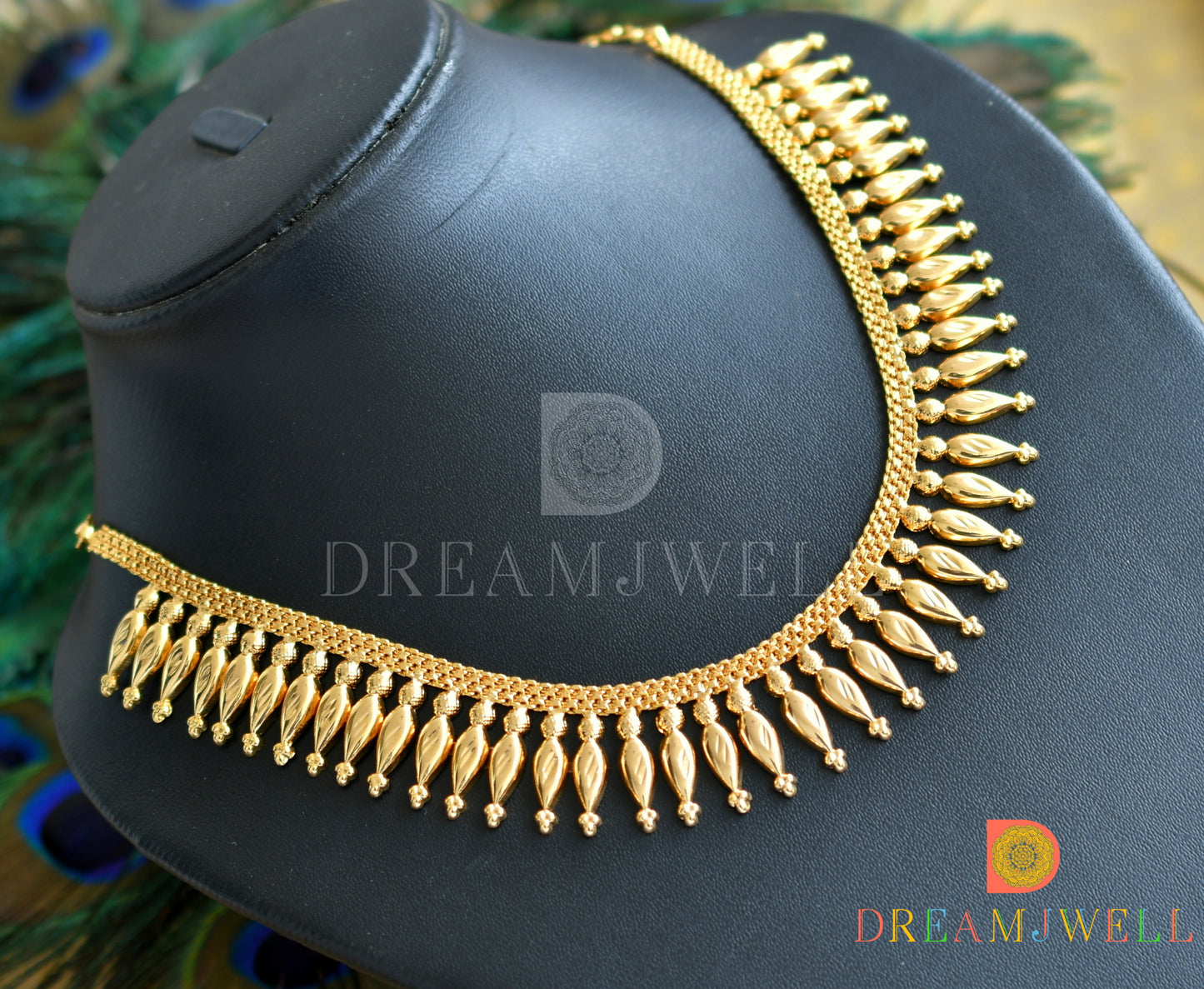 Gold tone mulla mottu Kerala style necklace dj-37041