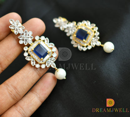 Two tone cz blue-white choker necklace set dj-14381