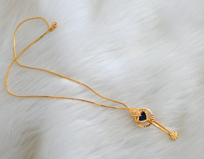 Gold tone blue-white palakka Kerala style pendant with chain dj-39418