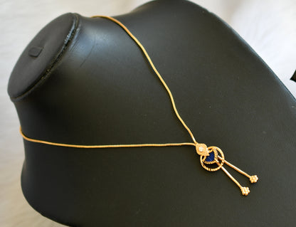 Gold tone blue-white palakka Kerala style pendant with chain dj-39418