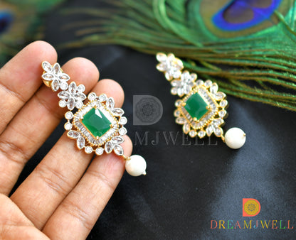 Two tone emerald choker necklace set dj-14382