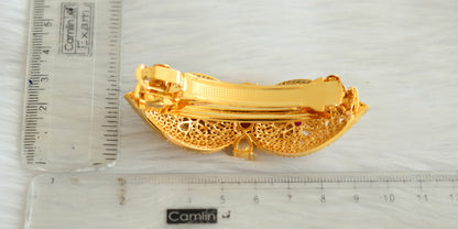 Gold tone cz ruby-white hair clip dj-19109