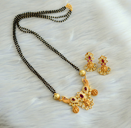 Gold tone kemp-white peacock-ram parivar mangalsutra set dj-34308