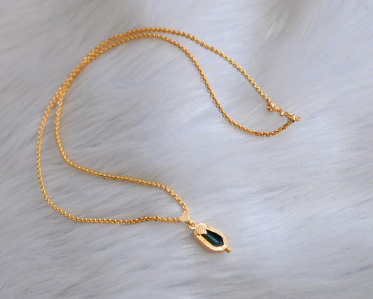 Gold tone green nagapadam green Kerala style pendant with chain dj-39421