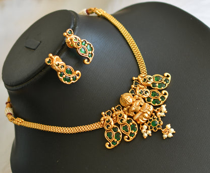 Matte finish real kemp green lakshmi necklace set dj-30993