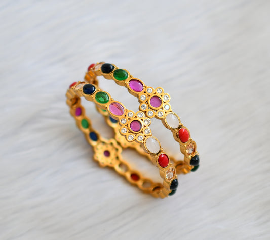 Matte finish flower navarathna bangles(2.4) dj-38942