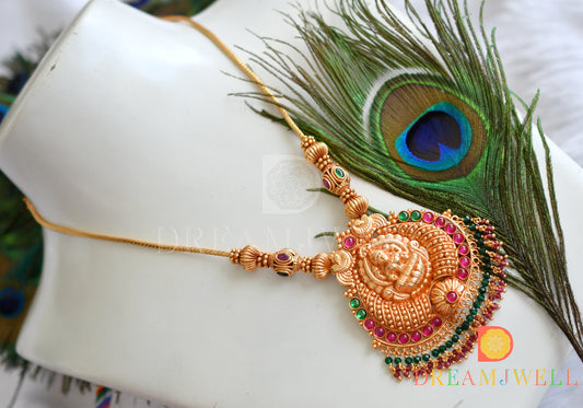 Gheru finish kemp-green Lakshmi-peacock necklace dj-37832