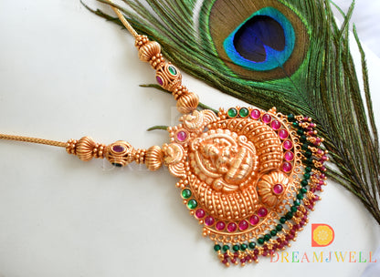 Gheru finish kemp-green Lakshmi-peacock necklace dj-37832